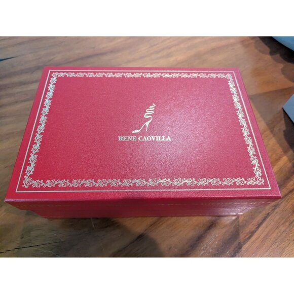 Rene Caovilla Red Embossed Shoe Box W/ Gold Accents Made In Italy Decorative Sto - Picture 1 of 15